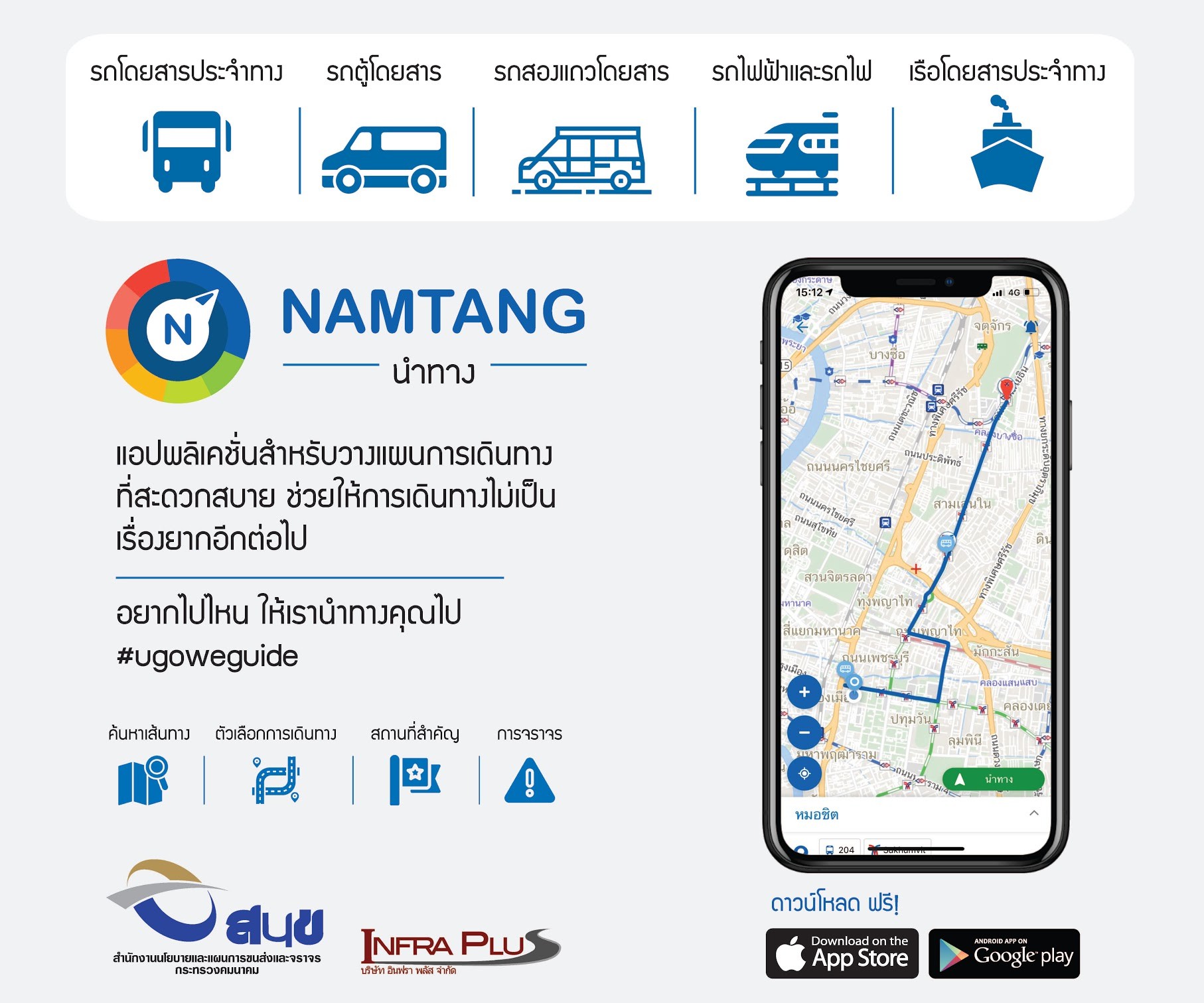 เดินทางด้วยระบบขนส่งสาธารณะอย่างมั่นใจ ด้วยนำทาง (Namtang) โดย สนข. 